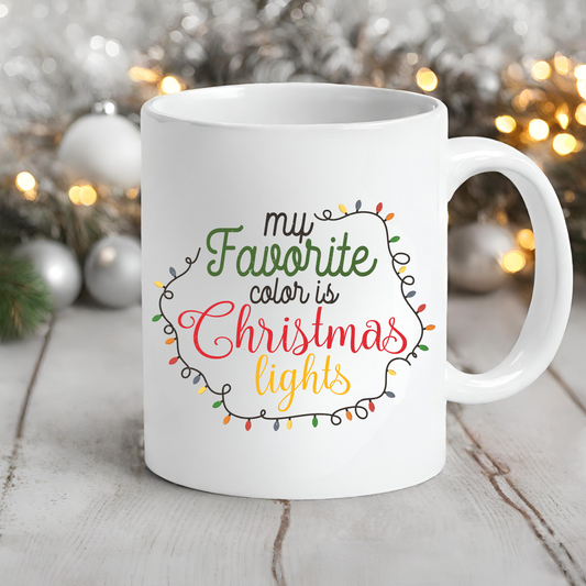 My Favourite Colour is Christmas Lights - Ceramic Christmas Mug