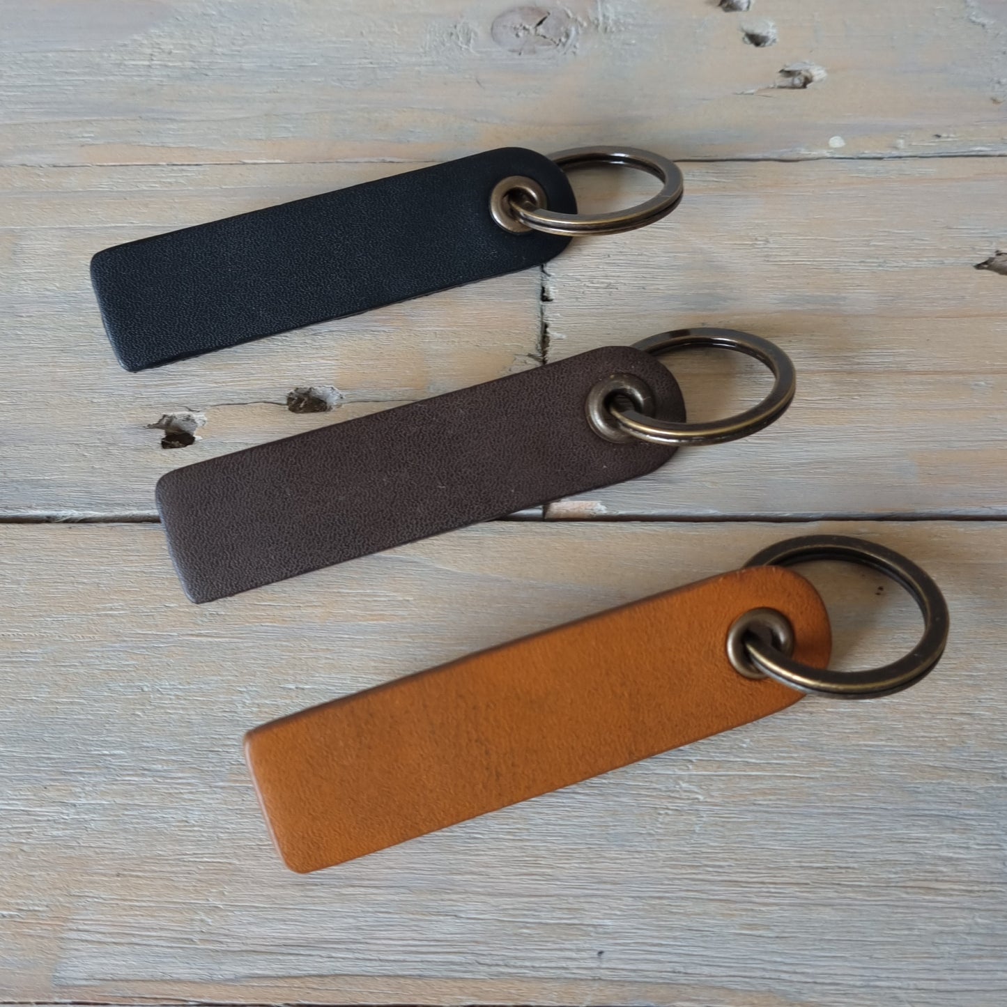 Leather Keyring Personalised with Your Own Message - Custom Engraved Genuine Leather