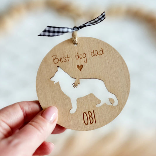 Best Dog Parent Gift - Personalised Wooden Ornament for Dog Mum or Dad