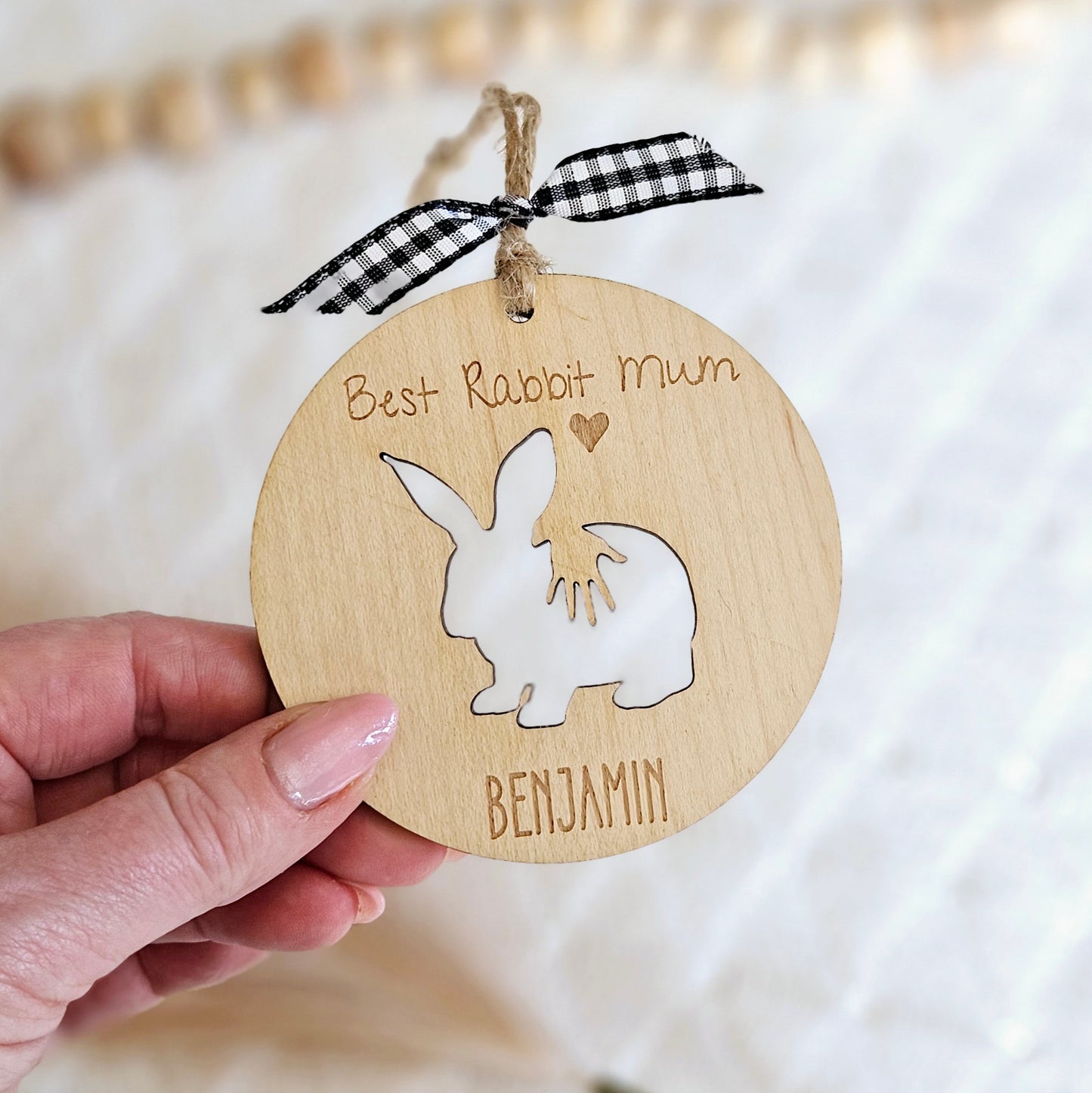 Best Pet Parent Gift - Personalised Wooden Ornament for Rabbit, Guinea Pig, Hamster, Gerbil - Keepsake Gift for Small Furry Animal Lover