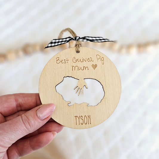 Best Pet Parent Gift - Personalised Wooden Ornament for Rabbit, Guinea Pig, Hamster, Gerbil - Keepsake Gift for Small Furry Animal Lover