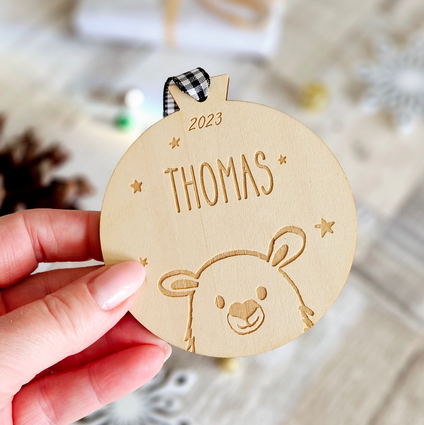 Polar Bear Children's Name Christmas Decoration