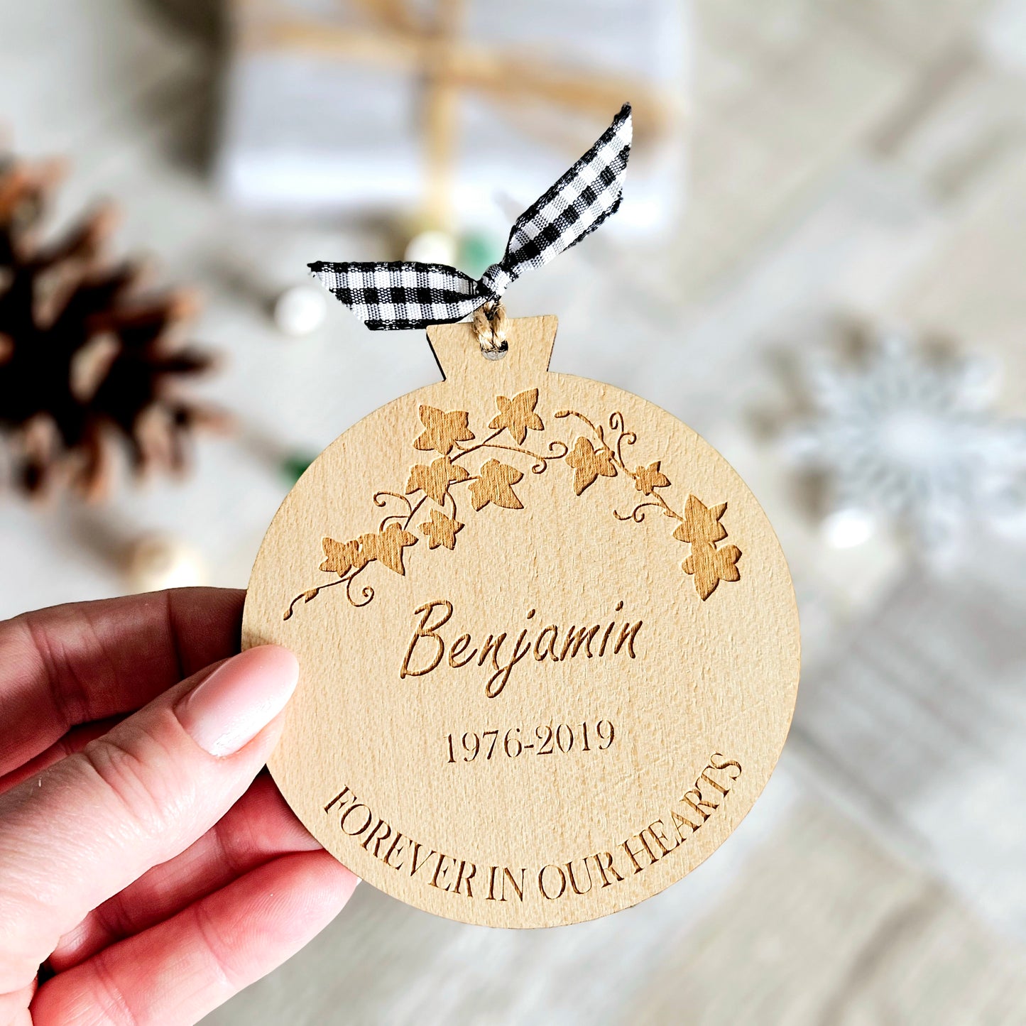 Memorial Personalised Christmas Decoration - Forever in Our Hearts