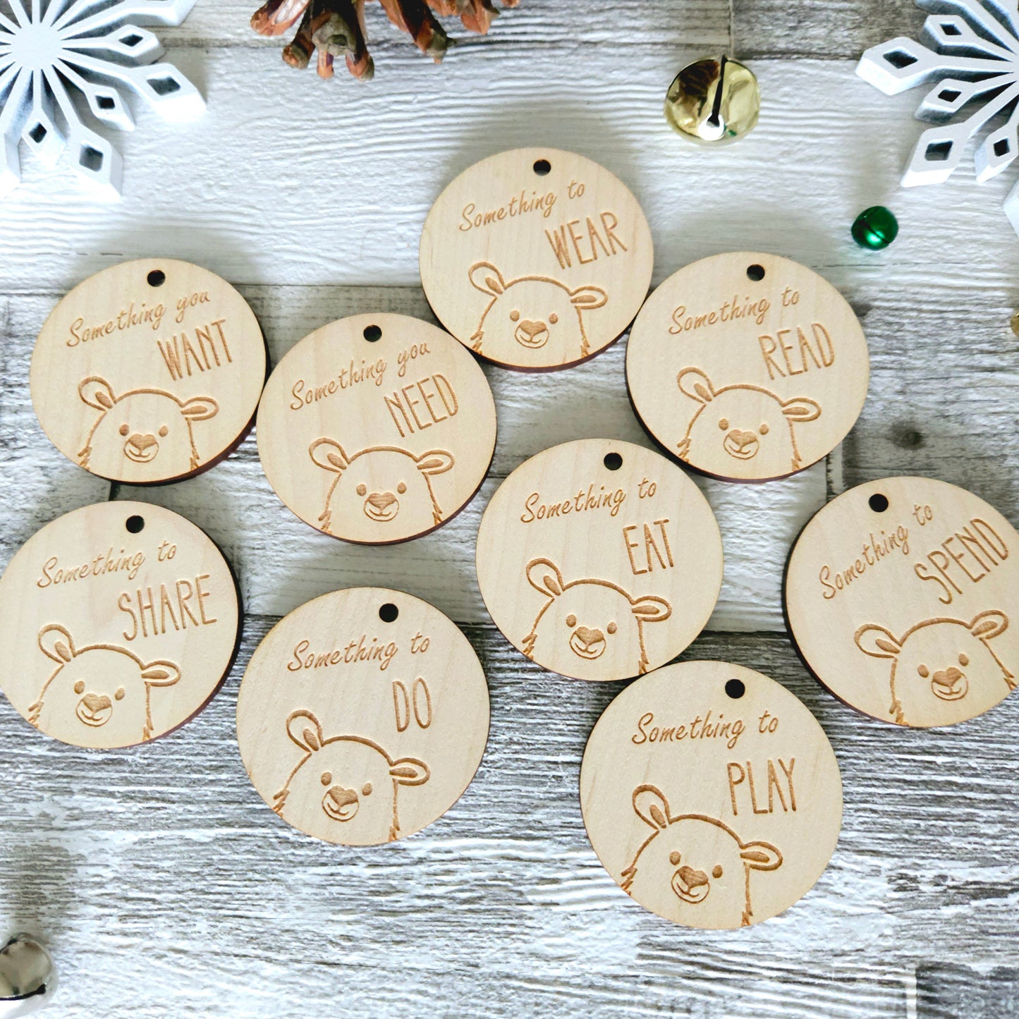 Personalised Christmas Tags - Wooden Gift Tags for Mindful Gifting - Polar Bear Design