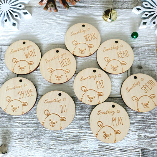 Personalised Christmas Tags - Wooden Gift Tags for Mindful Gifting - Polar Bear Design