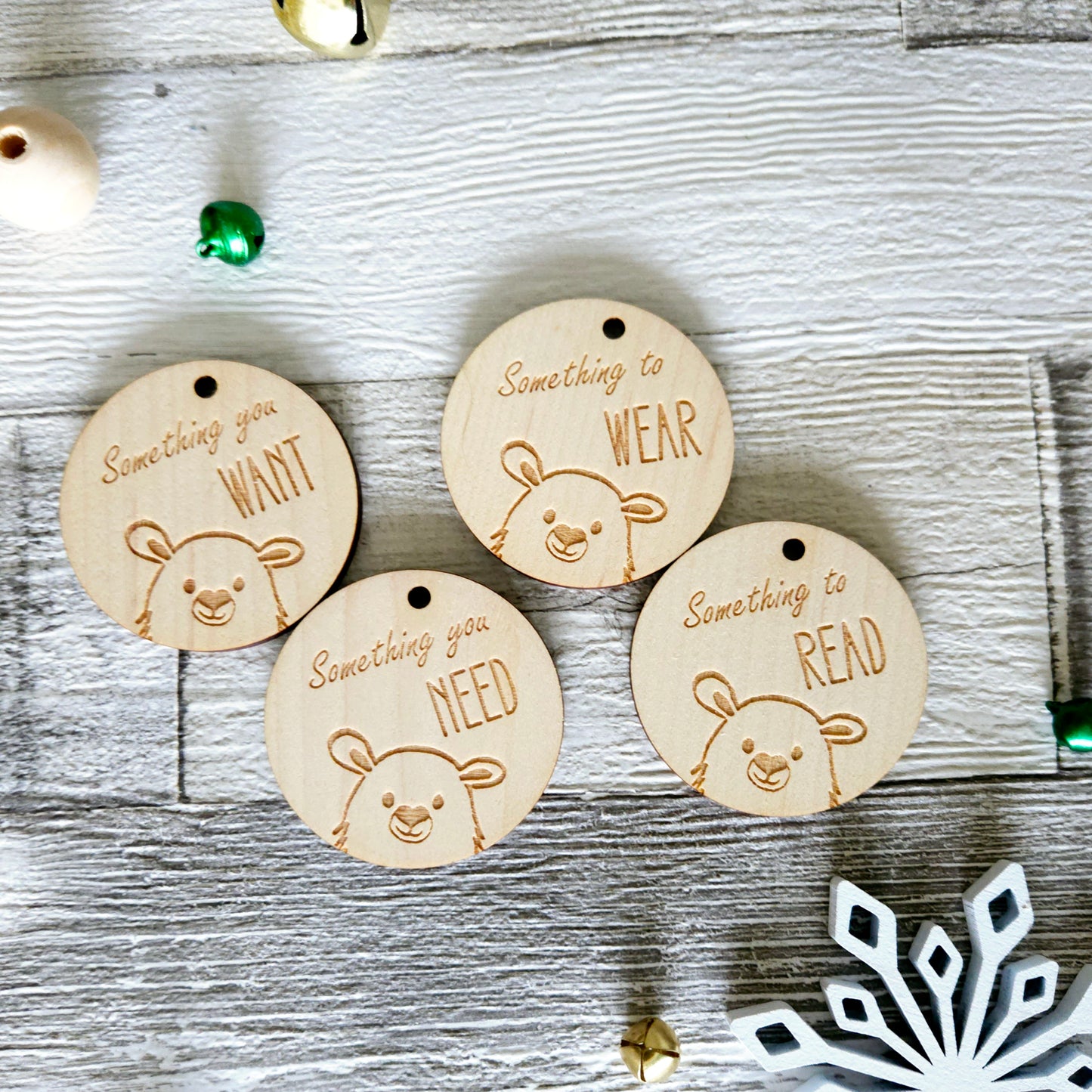 Personalised Christmas Tags - Wooden Gift Tags for Mindful Gifting - Polar Bear Design