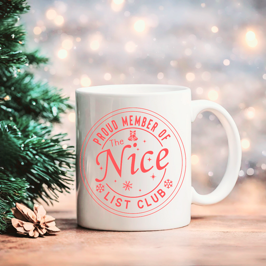 Nice List Club Christmas Mug - Ceramic Christmas Mug