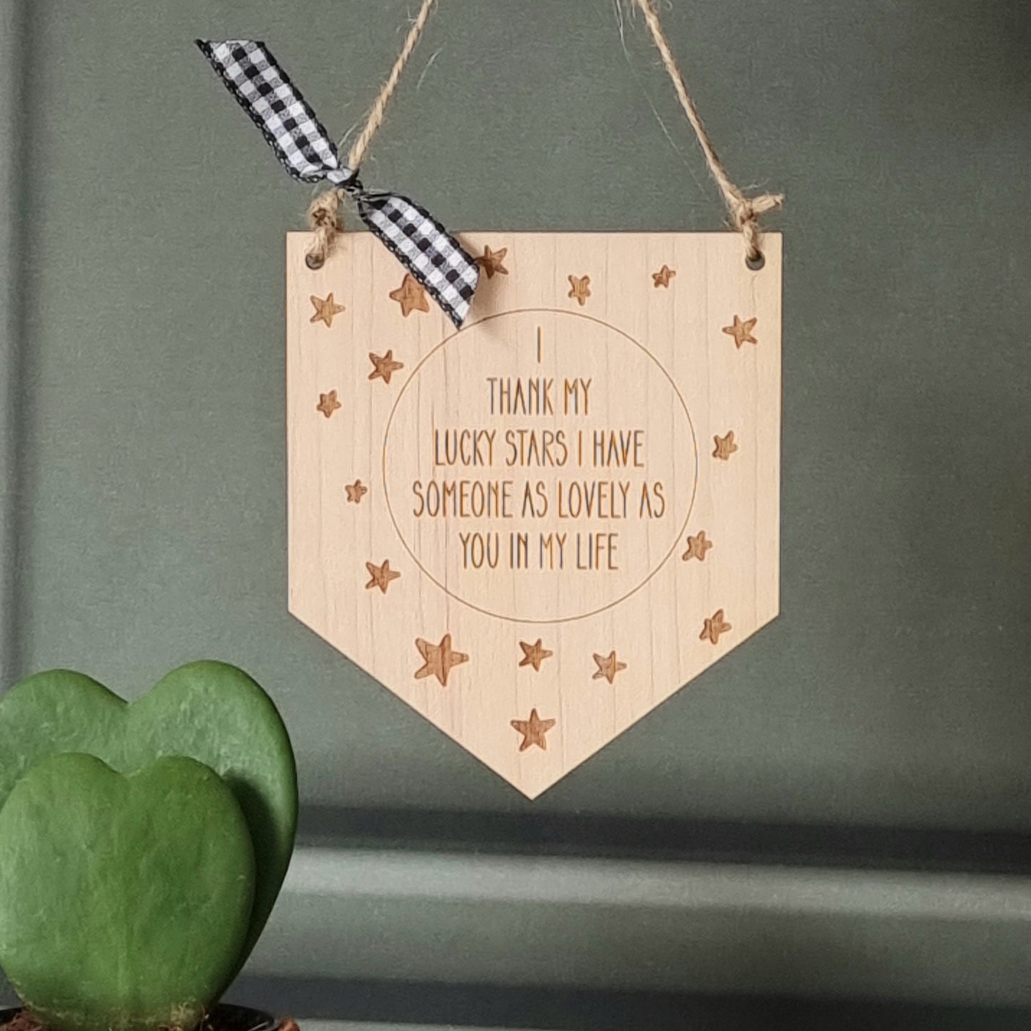 Wooden Pennant Plaque - Lucky Stars - Thank You Gift