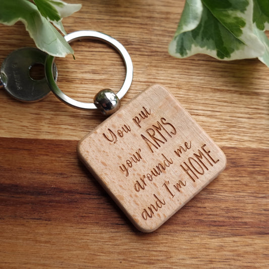 I'm Home - Engraved Wooden Quote Keyring