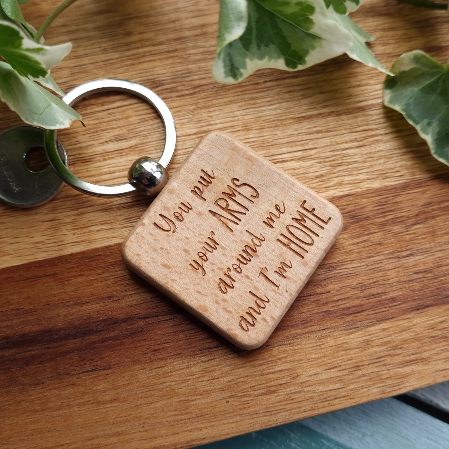 I'm Home - Engraved Wooden Quote Keyring