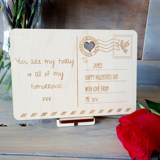 Valentine's Day Wooden Postcard