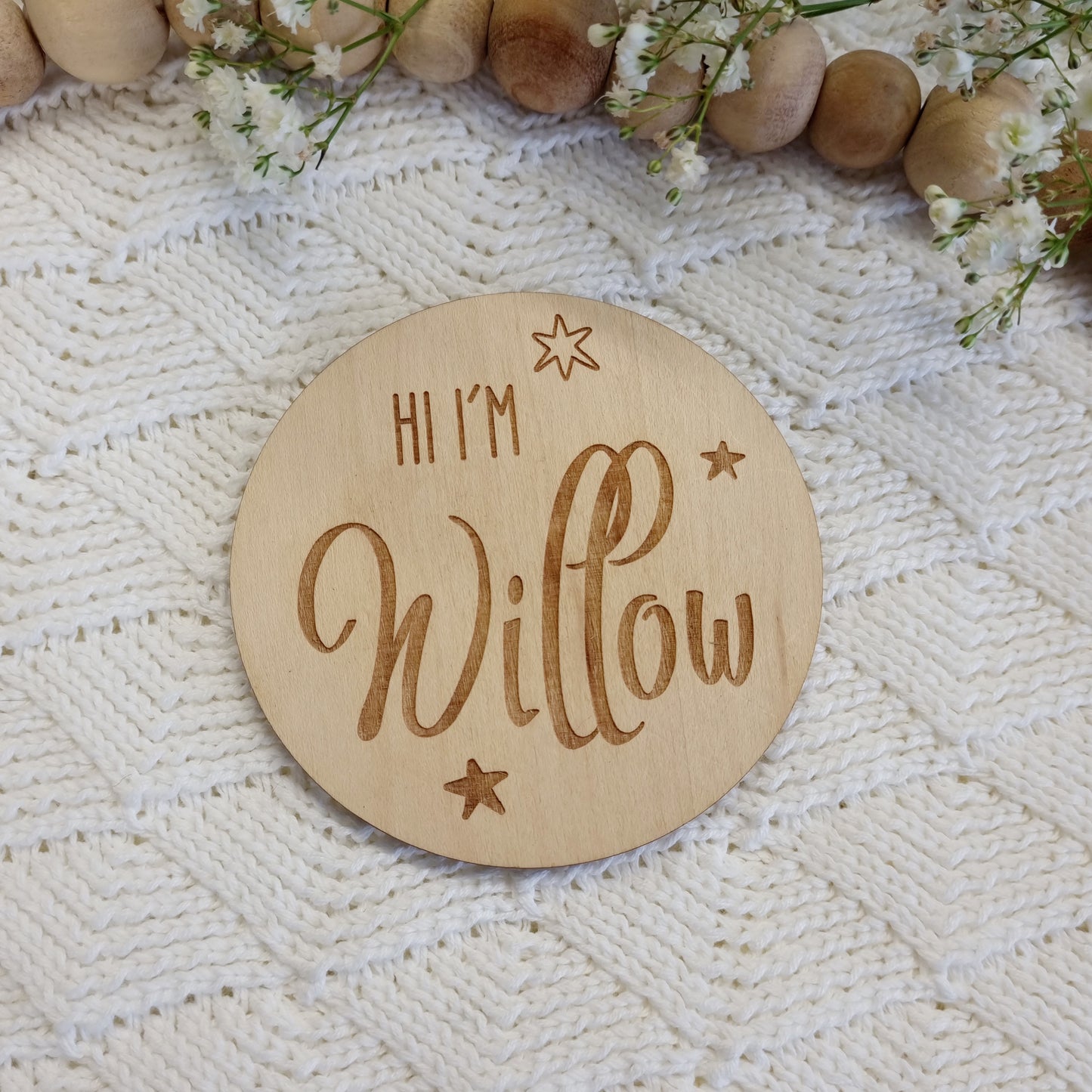 Star Design Baby Name Personalised Birth Announcement Wooden Plaques