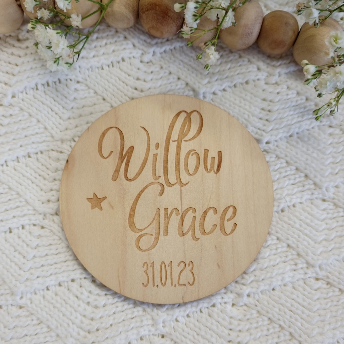 Star Design Baby Name Personalised Birth Announcement Wooden Plaques