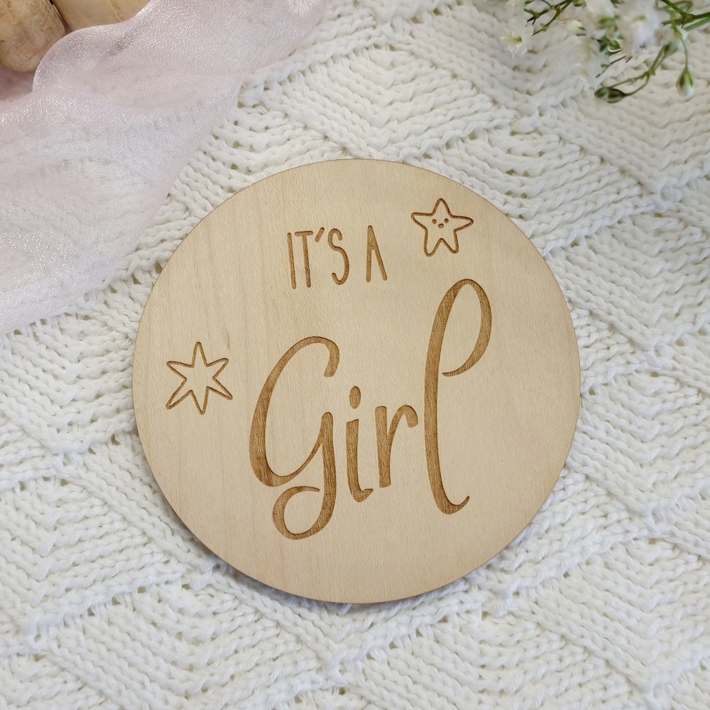 It's a Boy/Girl Gender Reveal Announcement Disc - Star Design