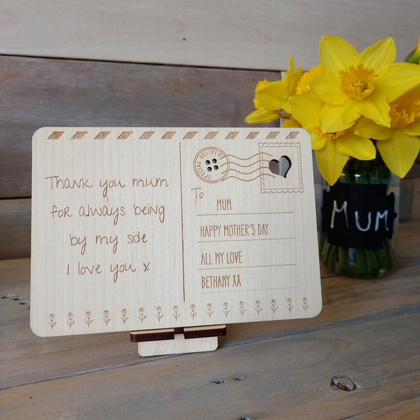 Mother's Day Personalised Wooden Postcard