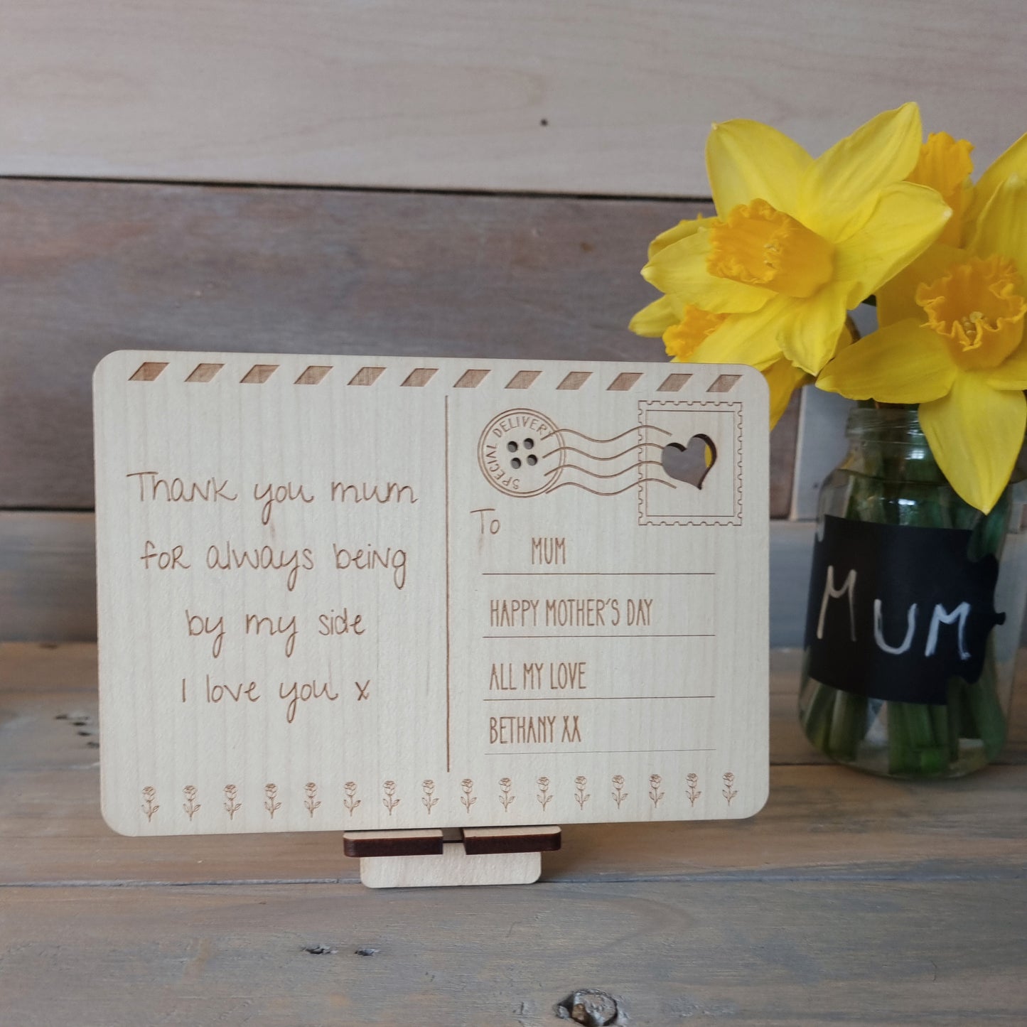 Mother's Day Personalised Wooden Postcard