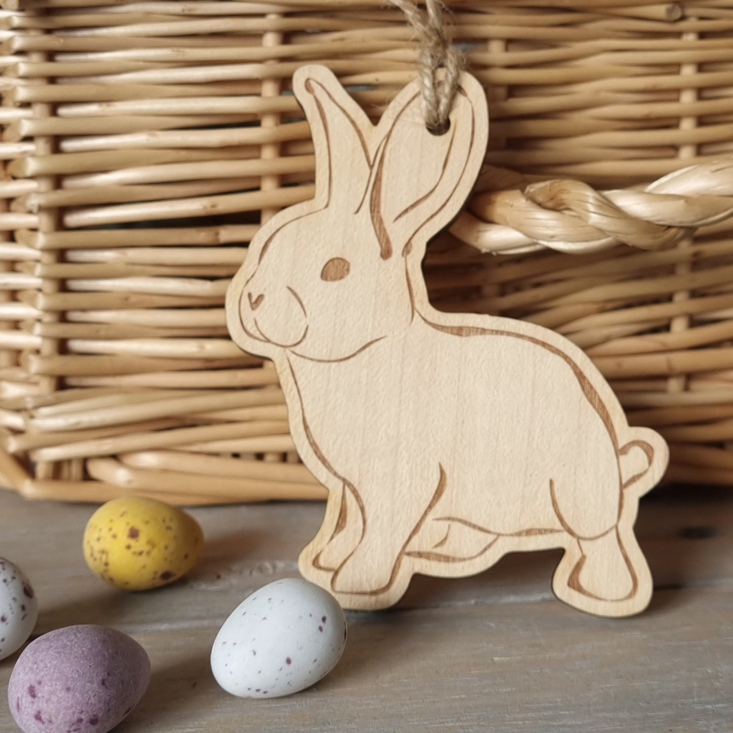 Easter Bunny Personalised Wooden Basket Tag