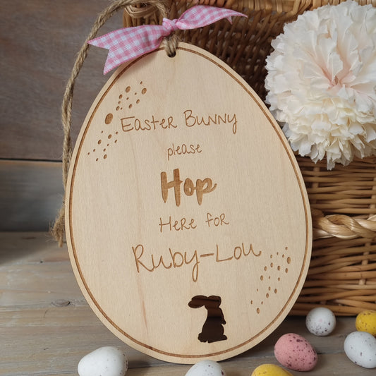 Easter Bunny Hop Here Personalised Wooden Sign