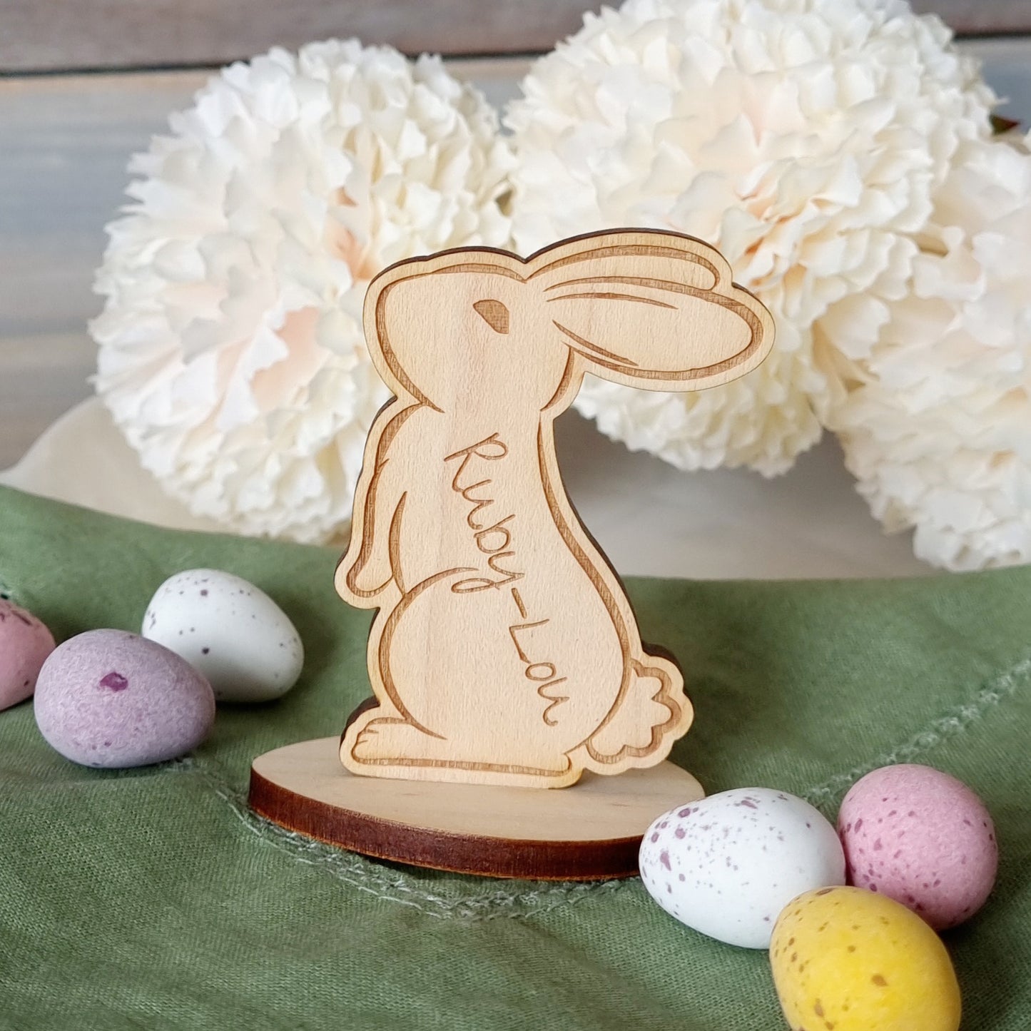 Easter Bunny Wooden Place Setting Name