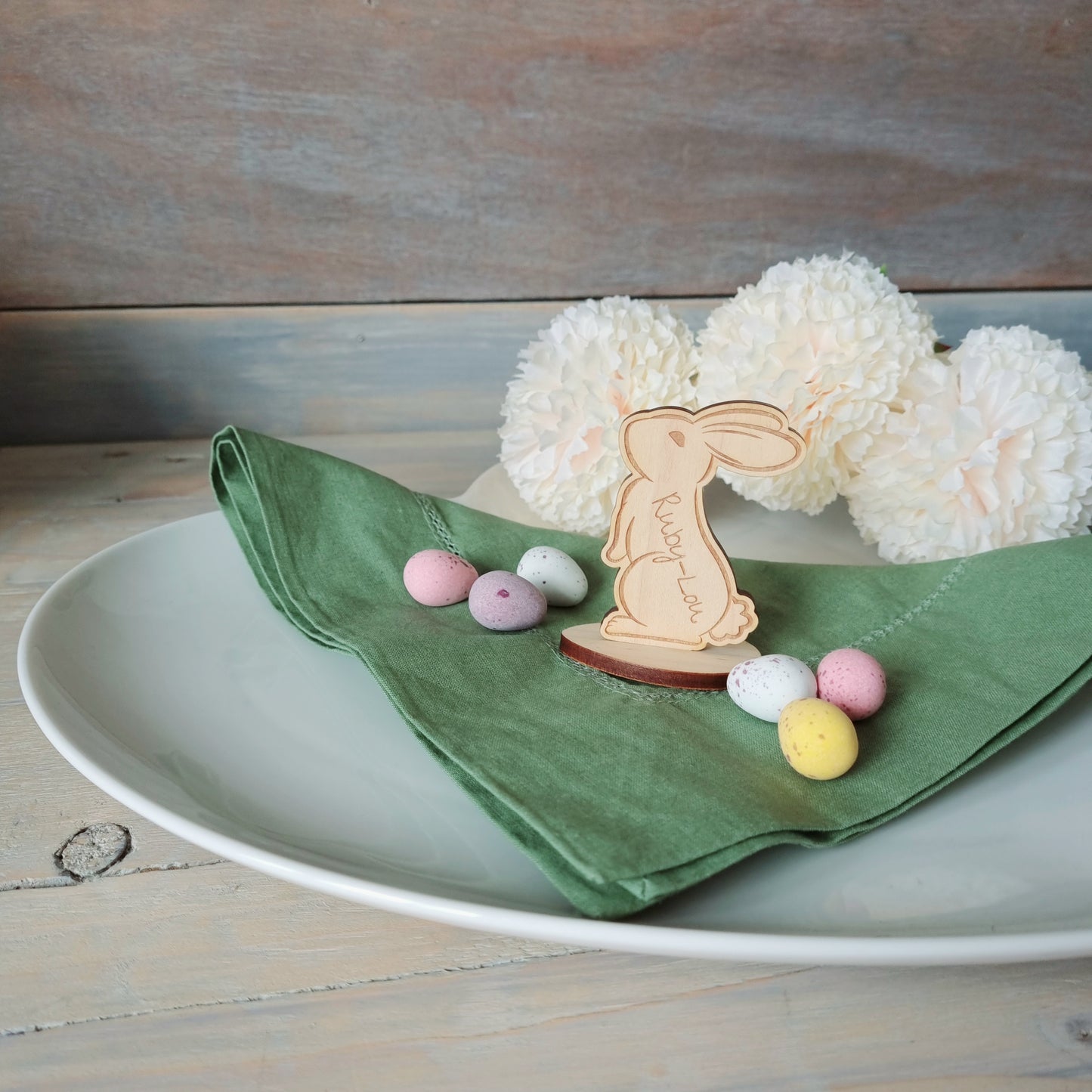 Easter Bunny Wooden Place Setting Name