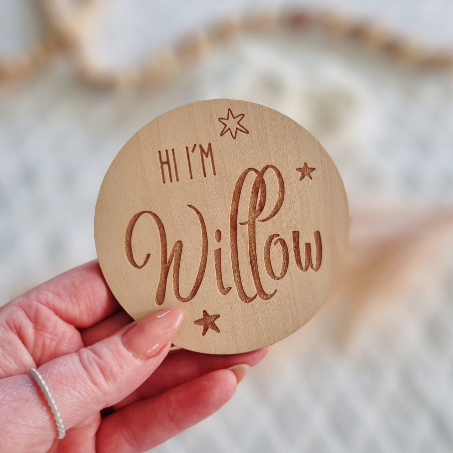 Star Design Baby Name Personalised Birth Announcement Wooden Plaques