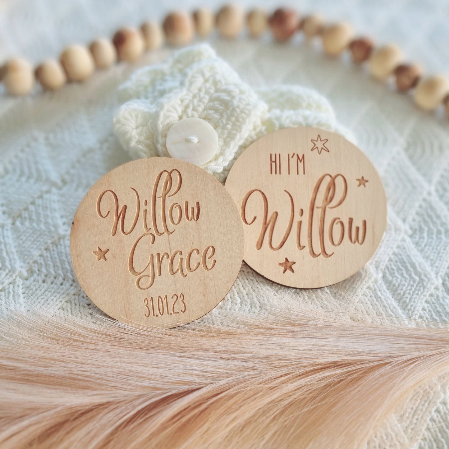 Star Design Baby Name Personalised Birth Announcement Wooden Plaques