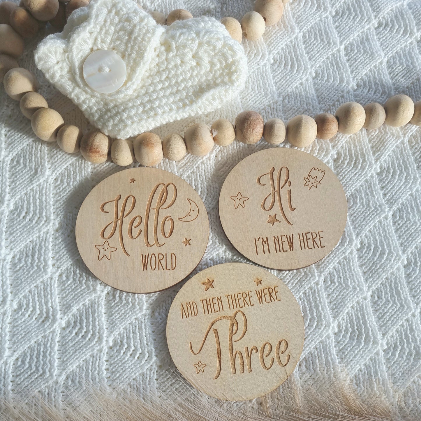 Wooden Star Design Pregnancy/Birth/Baby Announcement Photo Prop Plaques