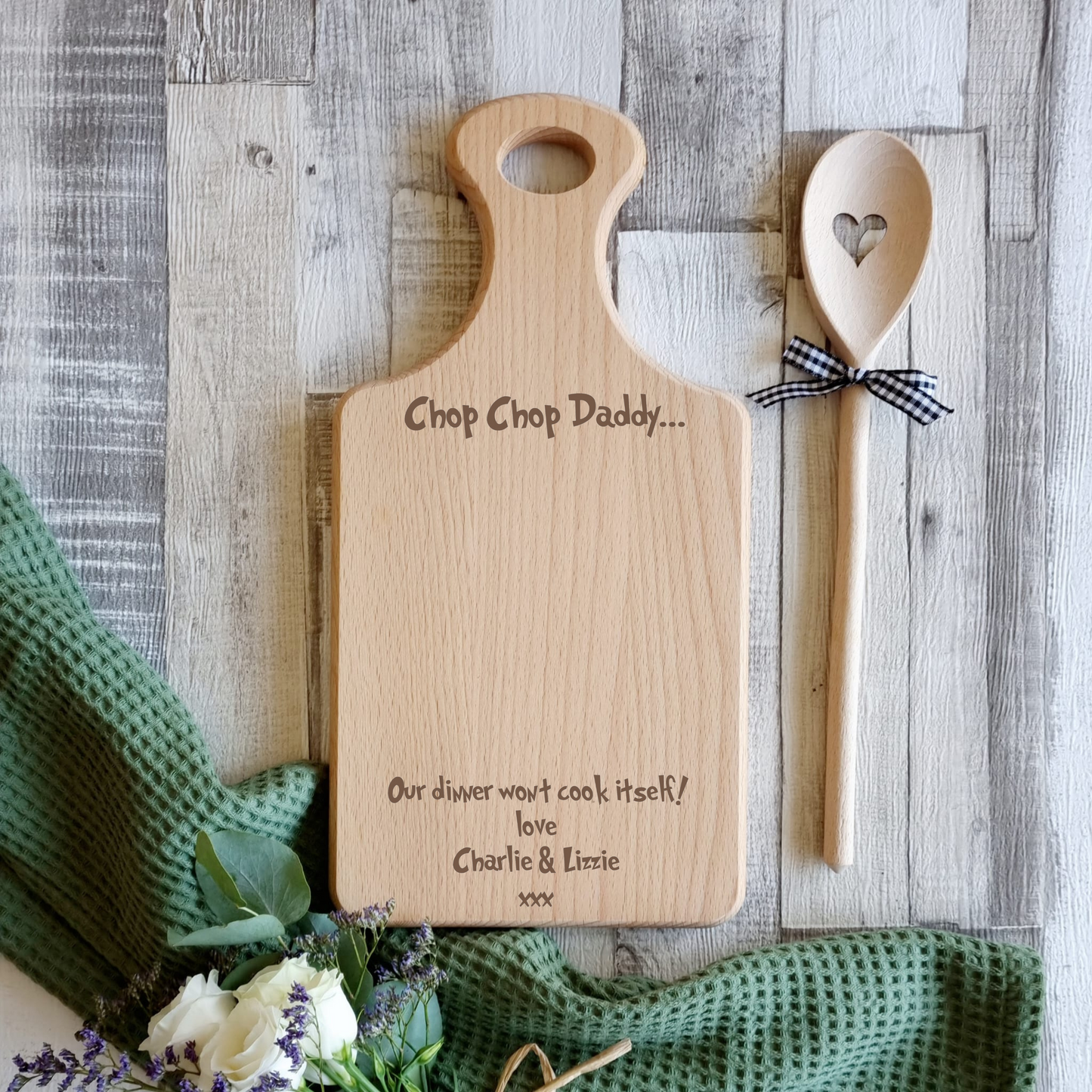 Funny Personalised Serving Board - Chop Chop! Our Dinner Won't Cook Itself!