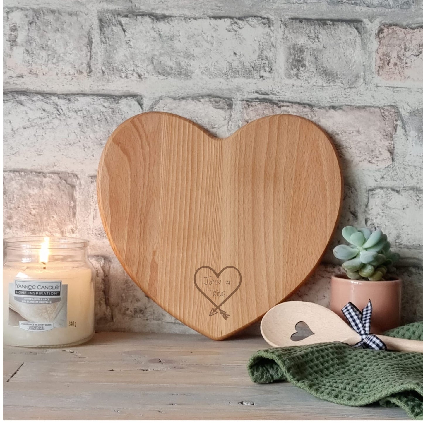 Love Heart Couples Mini Serving Board - Personalised Love Heart