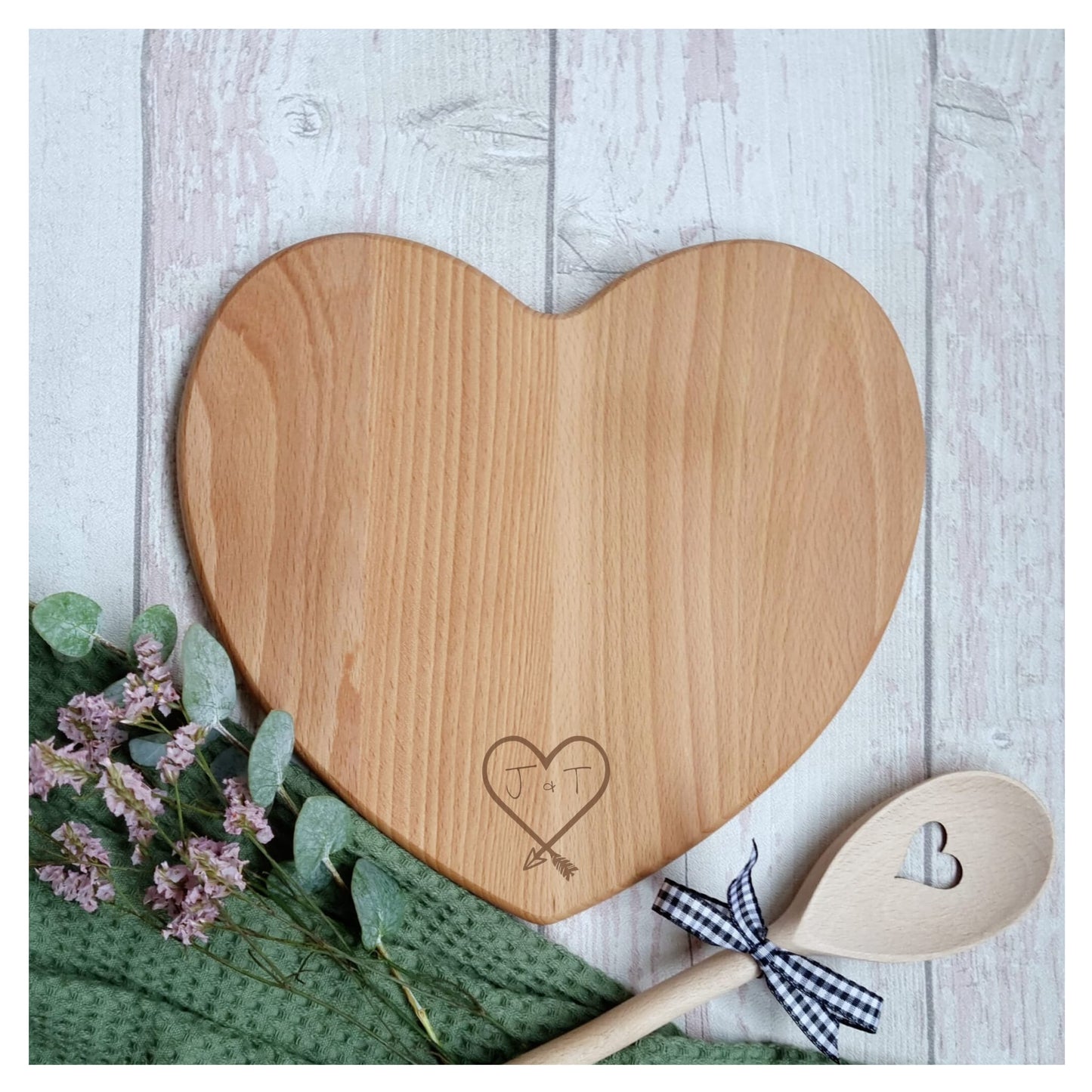 Love Heart Couples Mini Serving Board - Personalised Love Heart