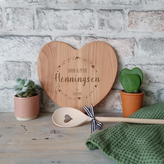 Heart Design Personalised Mini Serving Board For Couples