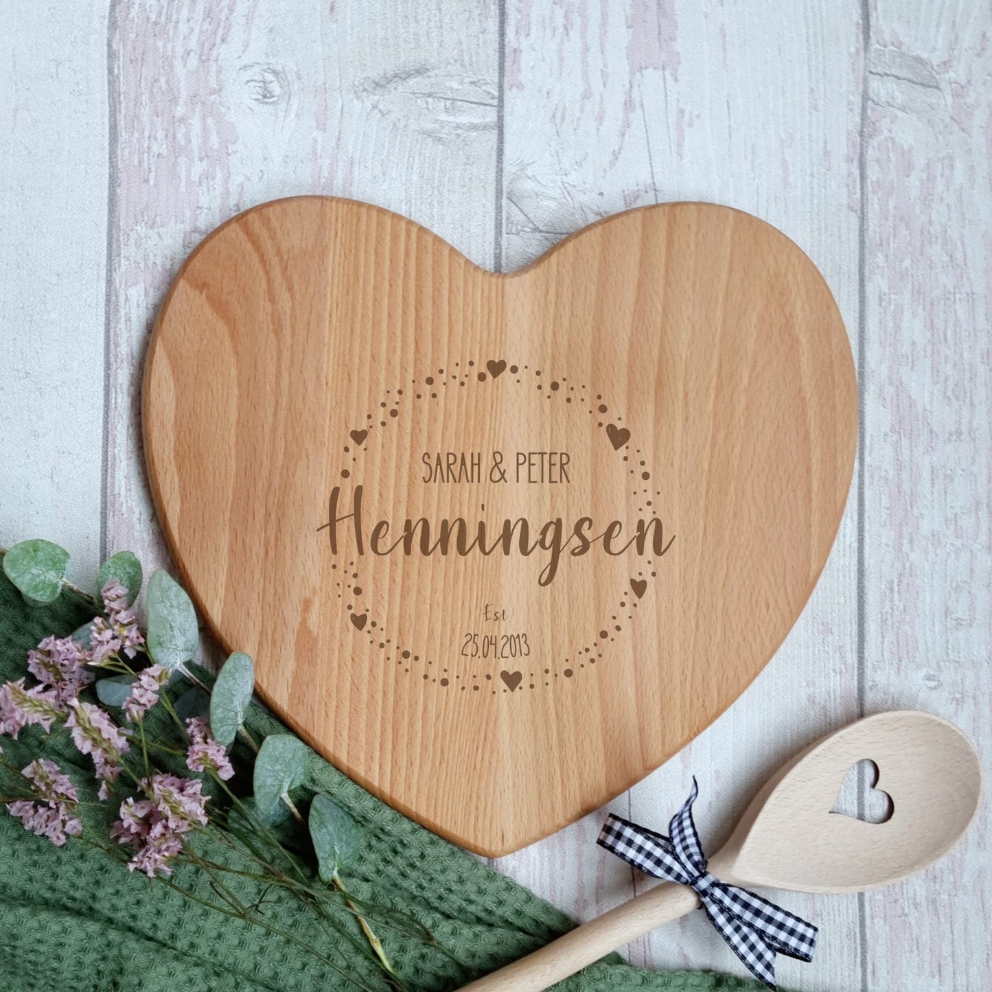 Heart Design Personalised Mini Serving Board For Couples