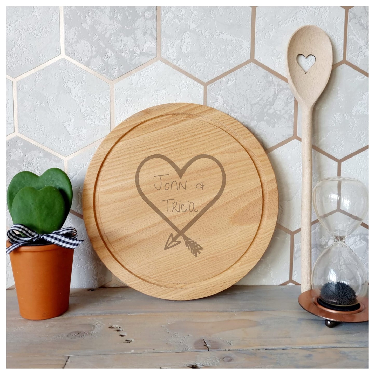 Love Heart Couples Mini Serving Board