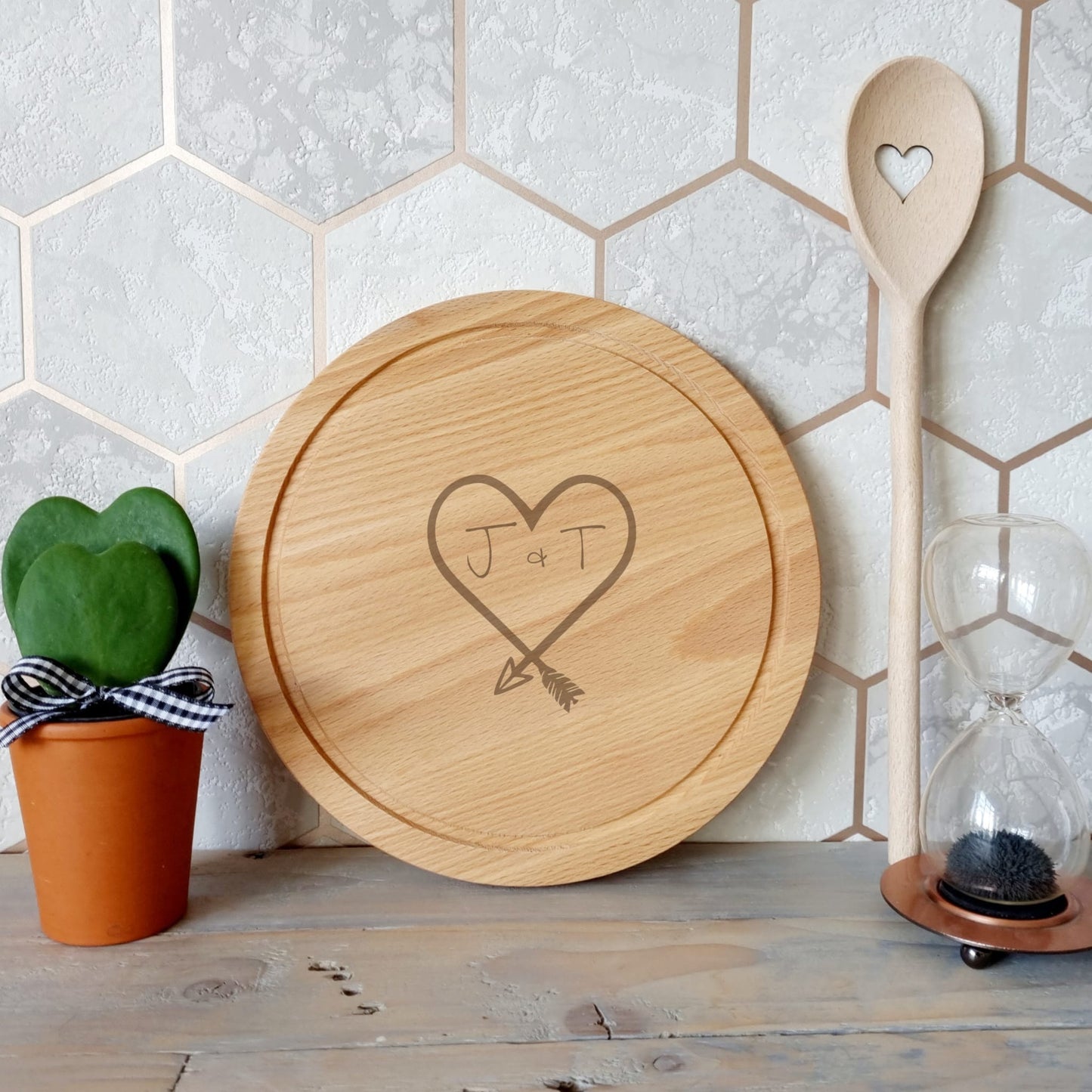 Love Heart Couples Mini Serving Board