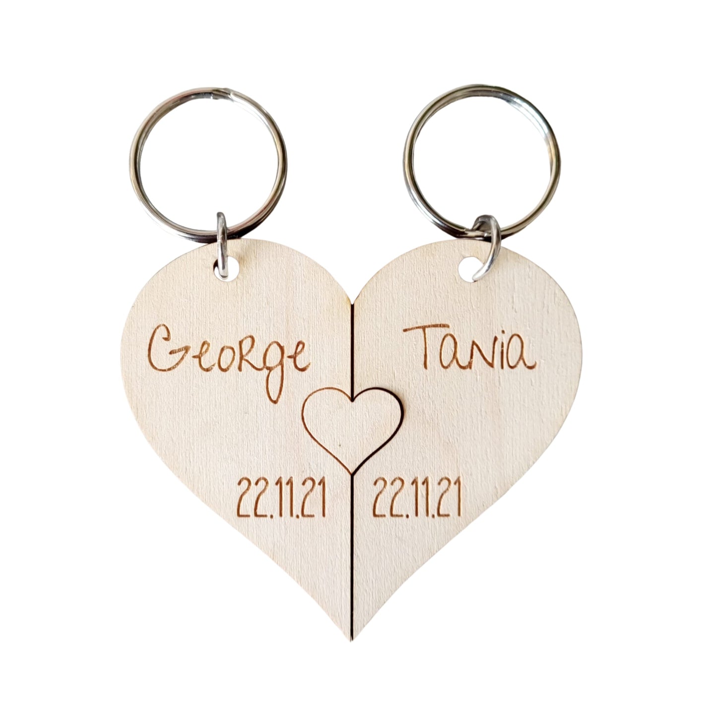 Couples Personalised Interlocking Heart Keyrings - His &  Hers Two Piece Set